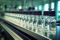 Pharmaceutical Manufacturing Medical Vials on Production Line in Pharmaceutical Factory, Demonstrating Industry Excellence.