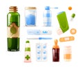 Pharmaceutical medical packaging pills mockup. Pharmacy medications. Medicine drugs, pharmaceutical treatment, medicine pills