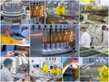 Pharmaceutical and Medicine Manufacturing - Pharmaceutical Workers - Collage Photo Royalty Free Stock Photo