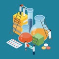 Pharmaceutical Production Composition Isometric Background Royalty Free Stock Photo