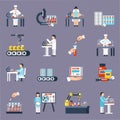 Pharmaceutical Production Icons Set