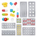 Medicine Pills Capsules Realistic Images Set Royalty Free Stock Photo