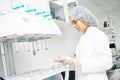 Pharmaceutical researcher making dissolution test Royalty Free Stock Photo