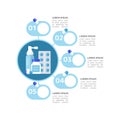 Pharmaceutical support blue infographic chart design template. Abstract vector infochart with blank copy spaces. Instructional