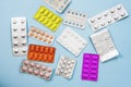 Pharmaceuticals antibiotics pills medicine /colorful antibacterials pills on white background /capsule pill medicine Royalty Free Stock Photo