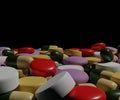 pharmaceuticals variety of drugs, pills and tablets full color