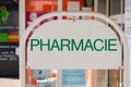 Pharmacie french sign store front of entrance text pharmacy shop Royalty Free Stock Photo