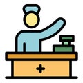 Pharmacist at checkout icon color outline vector