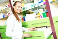 Pharmacist chemist woman working in pharmacy drugstore Royalty Free Stock Photo