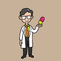 Pharmacist with colorful capsule