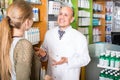Pharmacist counseling customer
