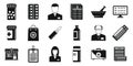 Pharmacist druggist icons set, simple style