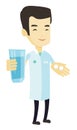 Pharmacist giving pills and glass of water. Royalty Free Stock Photo