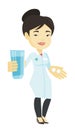 Pharmacist giving pills and glass of water. Royalty Free Stock Photo