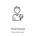 Pharmacist icon vector from man worker avatar collection. Thin line Pharmacist outline icon vector illustration. Linear symbol for