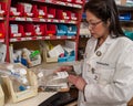 Pharmacist labeling chemotherapy medication