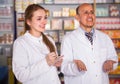 Pharmacist and pharmacy in drugstore Royalty Free Stock Photo