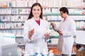 Pharmacist and pharmacy technician working Royalty Free Stock Photo