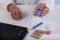 Pharmacist's hands during realizing prescription Royalty Free Stock Photo