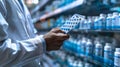 Pharmacist Selecting Medication in Pharmacy. AI generated Royalty Free Stock Photo