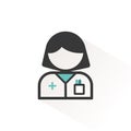 Pharmacist woman. Flat icon with beige shade. Profession avatar. Pharmacy illustration