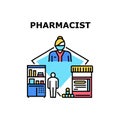 Pharmacist Work Vector Concept Color Illustration