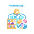 Pharmacist Work Vector Concept Color Illustration