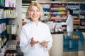 Pharmacists working in modern farmacy Royalty Free Stock Photo