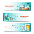 Pharmacology 3 Horizontal Banners Set Royalty Free Stock Photo