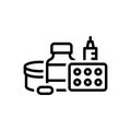 Black line icon for Pharmacology, herb and drugstore