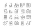 Pharmacy black icons set. Medical clinic communication with patient and medicaments. Signs for web page, mobile app