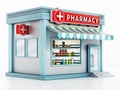 Pharmacy building isolated on white background. 3D illustration Royalty Free Stock Photo