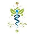 Pharmacy Caduceus icon, vector medical logo for use in holistic