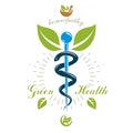 Pharmacy Caduceus icon, vector medical logo for use in holistic medicine, rehabilitation or pharmacology. Homeopathy creative Royalty Free Stock Photo