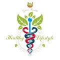 Pharmacy Caduceus icon, vector medical logo for use in holistic Royalty Free Stock Photo