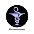 Pharmacy Caduceus Symbol Icon Design Medical Health Snake Symbol Black Background Royalty Free Stock Photo