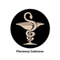 Pharmacy Caduceus Symbol Icon Design Medical Health Snake Symbol Black Background