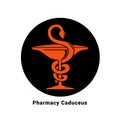 Pharmacy Caduceus Symbol Icon Design Medical Health Snake Symbol Black Background