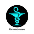 Pharmacy Caduceus Symbol Icon Design Medical Health Snake Symbol Black Background Royalty Free Stock Photo