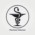 Pharmacy Caduceus Symbol Icon Design Medical Health Snake Symbol Circle Background Royalty Free Stock Photo