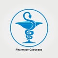 Pharmacy Caduceus Symbol Icon Design Medical Health Snake Symbol Circle Background Royalty Free Stock Photo