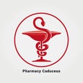 Pharmacy Caduceus Symbol Icon Design Medical Health Snake Symbol Circle Background Royalty Free Stock Photo
