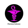 Pharmacy Caduceus Symbol Icon Design Medical Health Snake Symbol Black Background Royalty Free Stock Photo