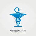 Pharmacy Caduceus Symbol Icon Design Medical Health Snake Symbol Circle Background Royalty Free Stock Photo