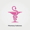 Pharmacy Caduceus Symbol Icon Design Medical Health Snake Symbol Circle Background