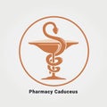 Pharmacy Caduceus Symbol Icon Design Medical Health Snake Symbol Circle Background