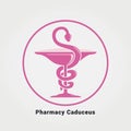 Pharmacy Caduceus Symbol Icon Design Medical Health Snake Symbol Circle Background