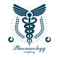 Pharmacy Caduceus vector icon, medical corporate logo for use in