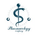 Pharmacy Caduceus vector icon, medical corporate logo for use in