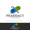 Pharmacy capsule medicine logo vector Logo of pill, atom, planet, pharmaceutical icons .icon,symbol,template